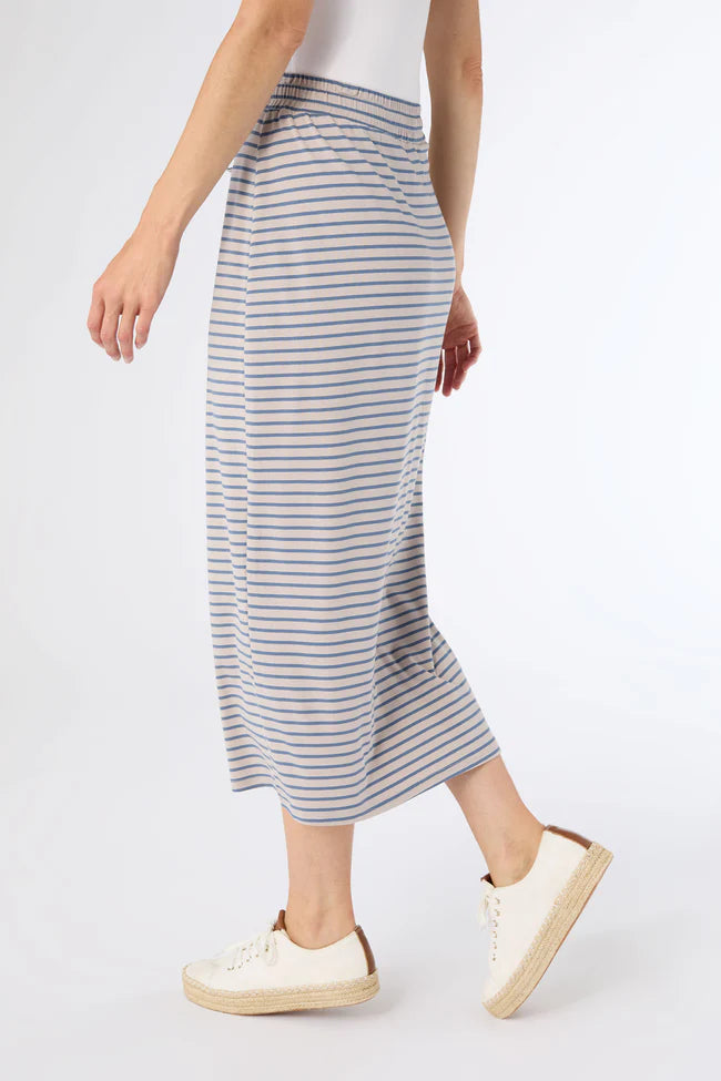 Amara Taupe and Cornflower Striped Skirt