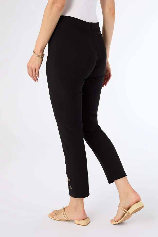 Georgie Black Pull On Pants With Ankle Button Detail