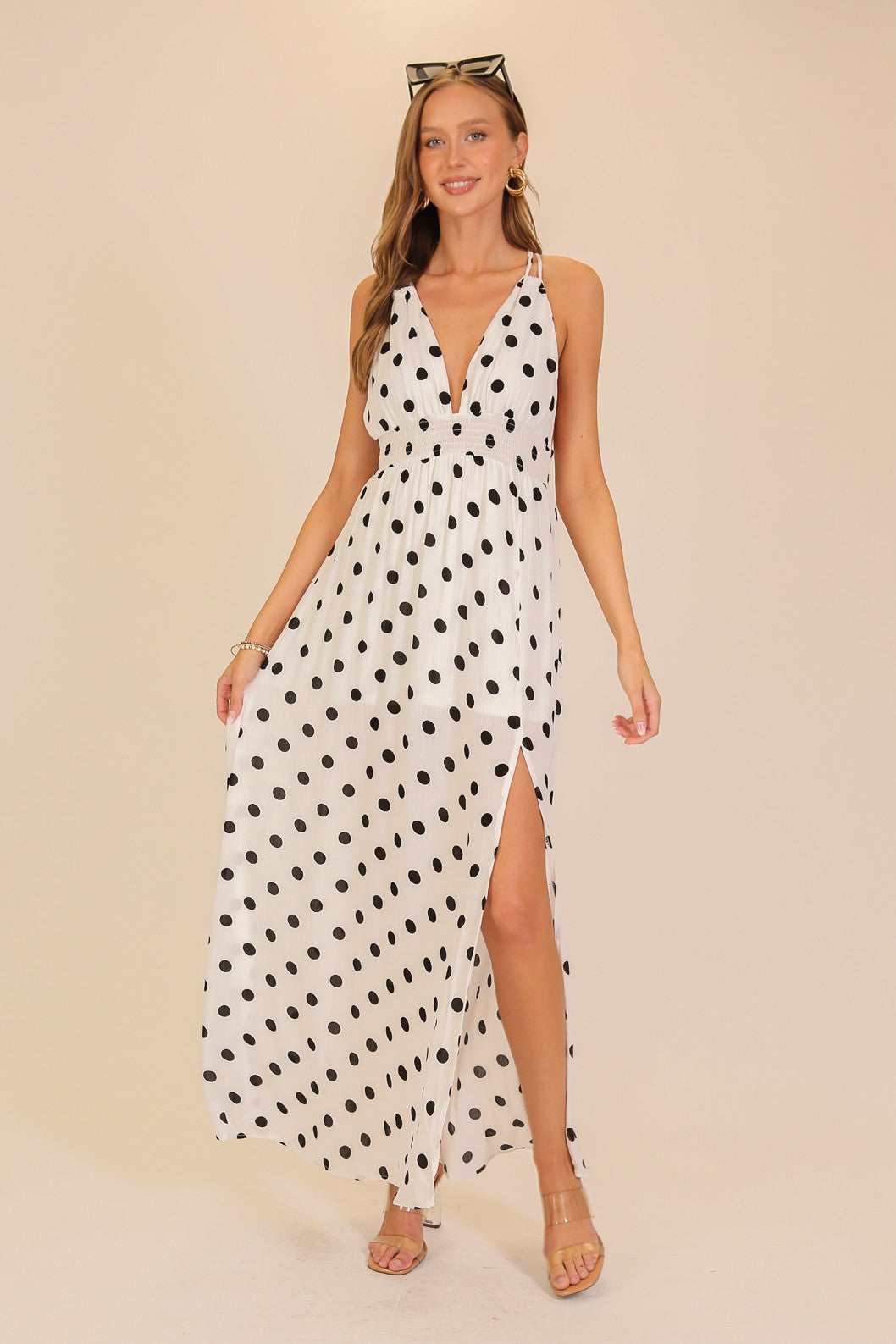 Polka Dot Halter Maxi Dress