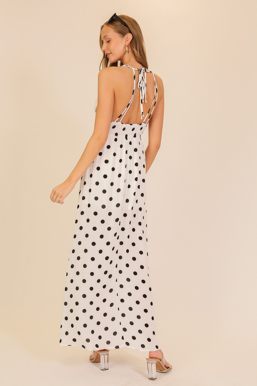 Polka Dot Halter Maxi Dress