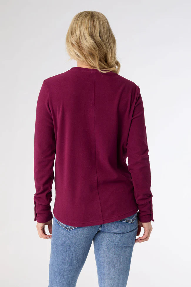 Alexis Super Soft Top with Snap Cuff- Wine