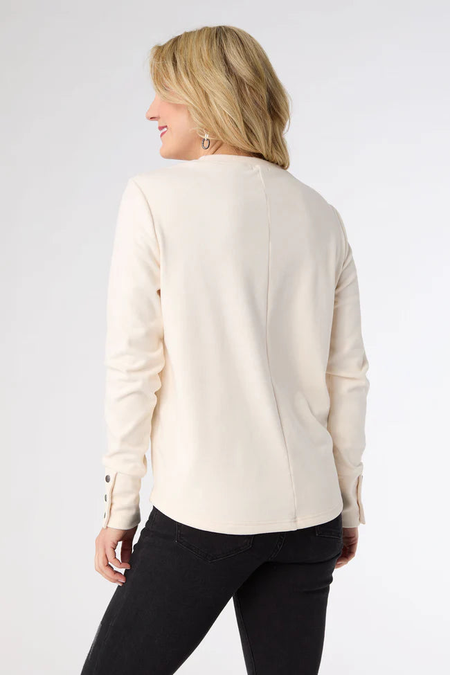 Alexis Super Soft Top with Snap Cuff- Ivory