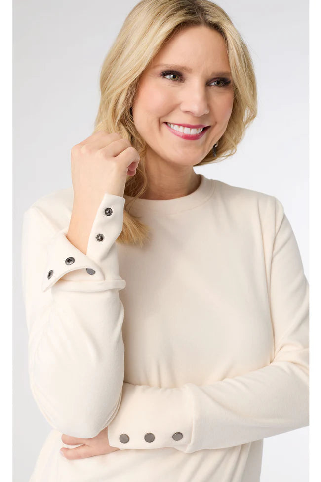 Alexis Super Soft Top with Snap Cuff- Ivory