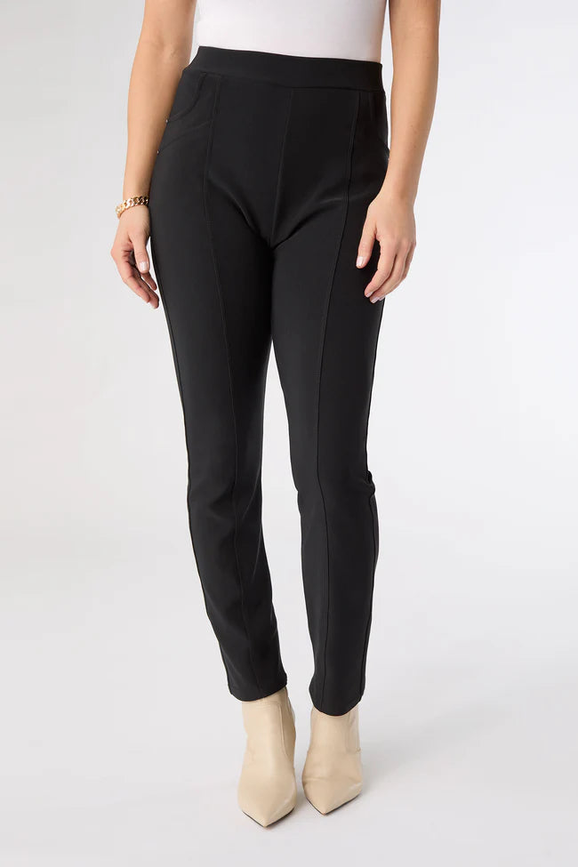 Black Georgie Front Seam Pant With Rivet Detail
