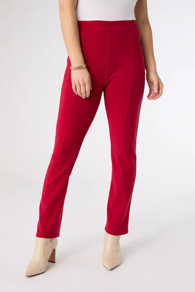 Tango Red Georgie Front Seam Pant With Rivet Detail