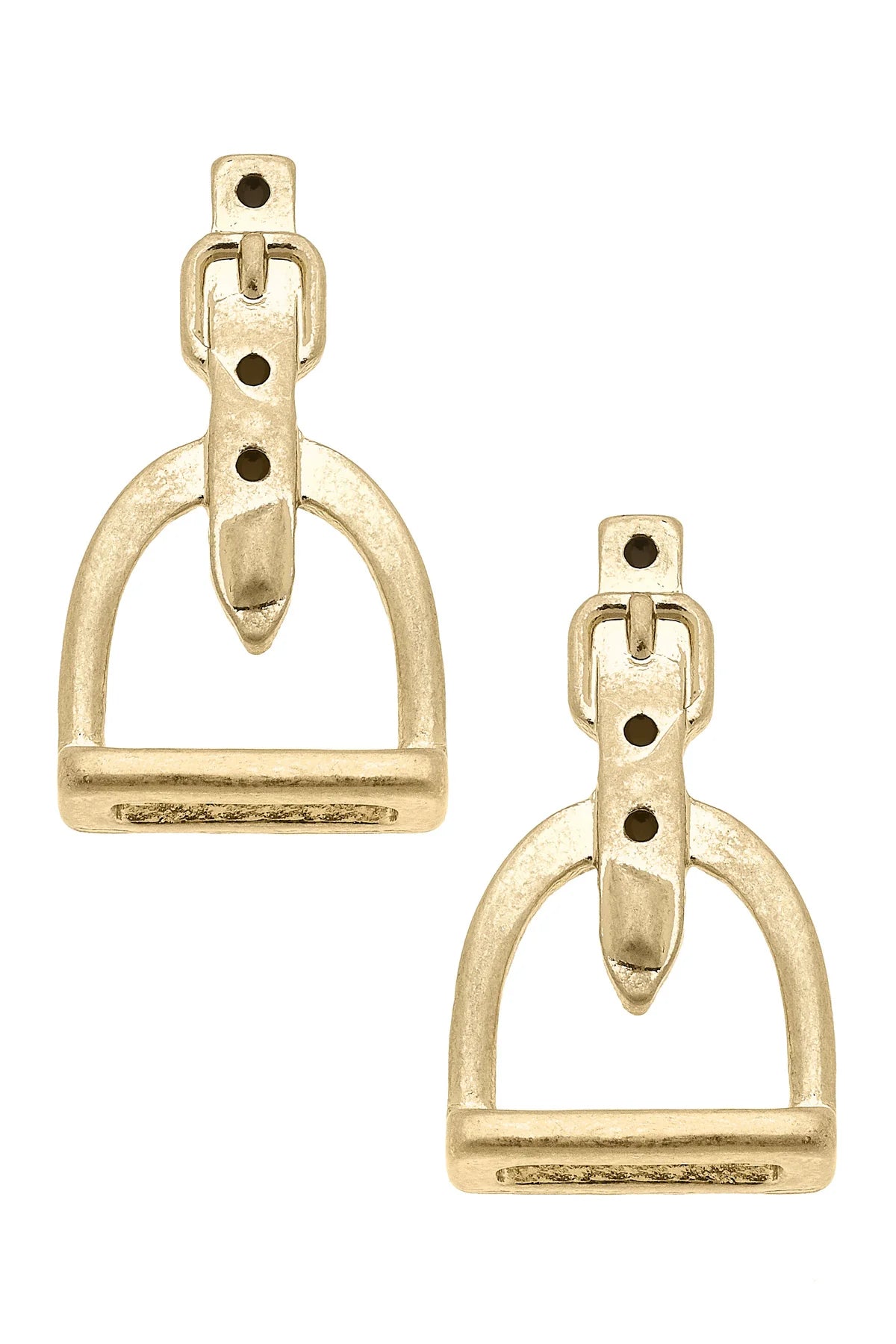 Shiny Gold Hunter Stirrup Stud Earrings