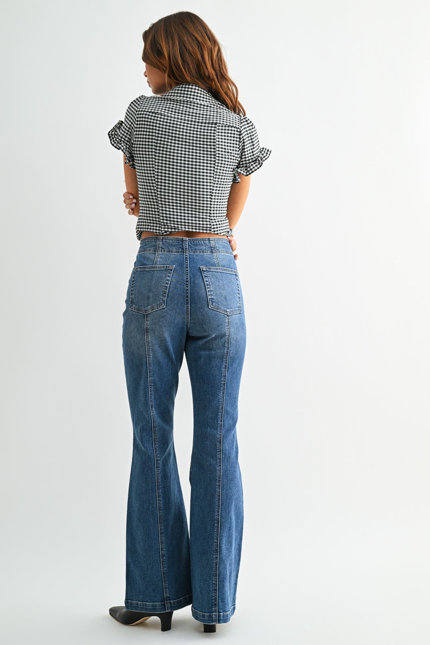 Just Black Denim Seamed Western Flare Jeans