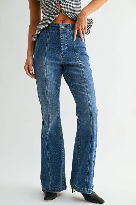 Just Black Denim Seamed Western Flare Jeans