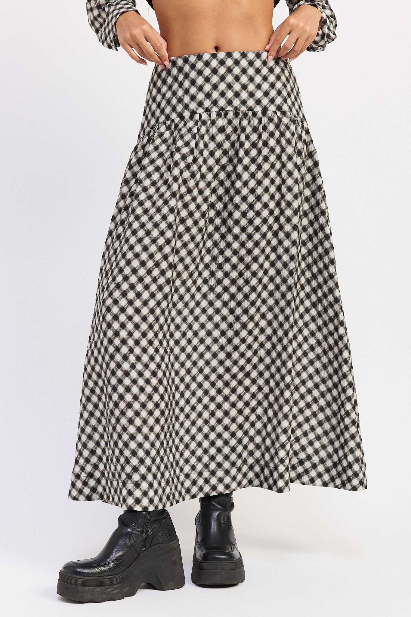 Drop Waist Plaid Skirt