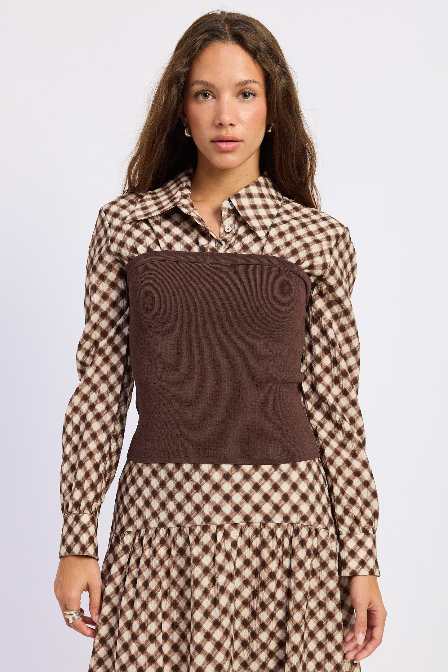 Mixed Media Collared Top