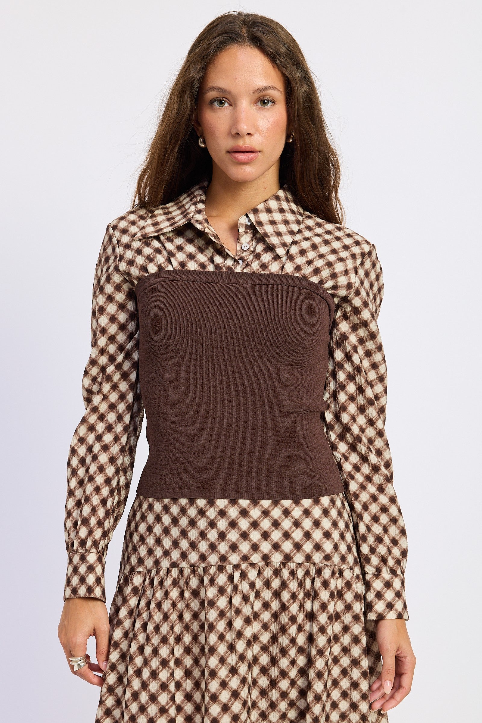 Mixed Media Collared Top