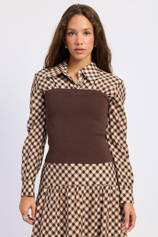 Mixed Media Collared Top