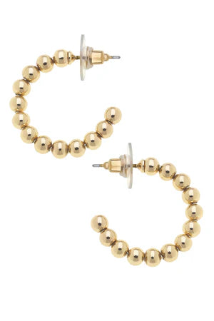 Demi Ball Bead Mini Hoop Earrings in Shiny Gold
