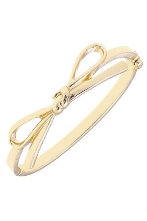 Karina Bow Wrapped Hinge Bangle in Shiny Gold