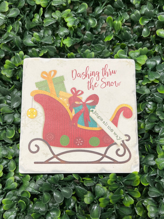 Dashing Sleigh Stone Coaster