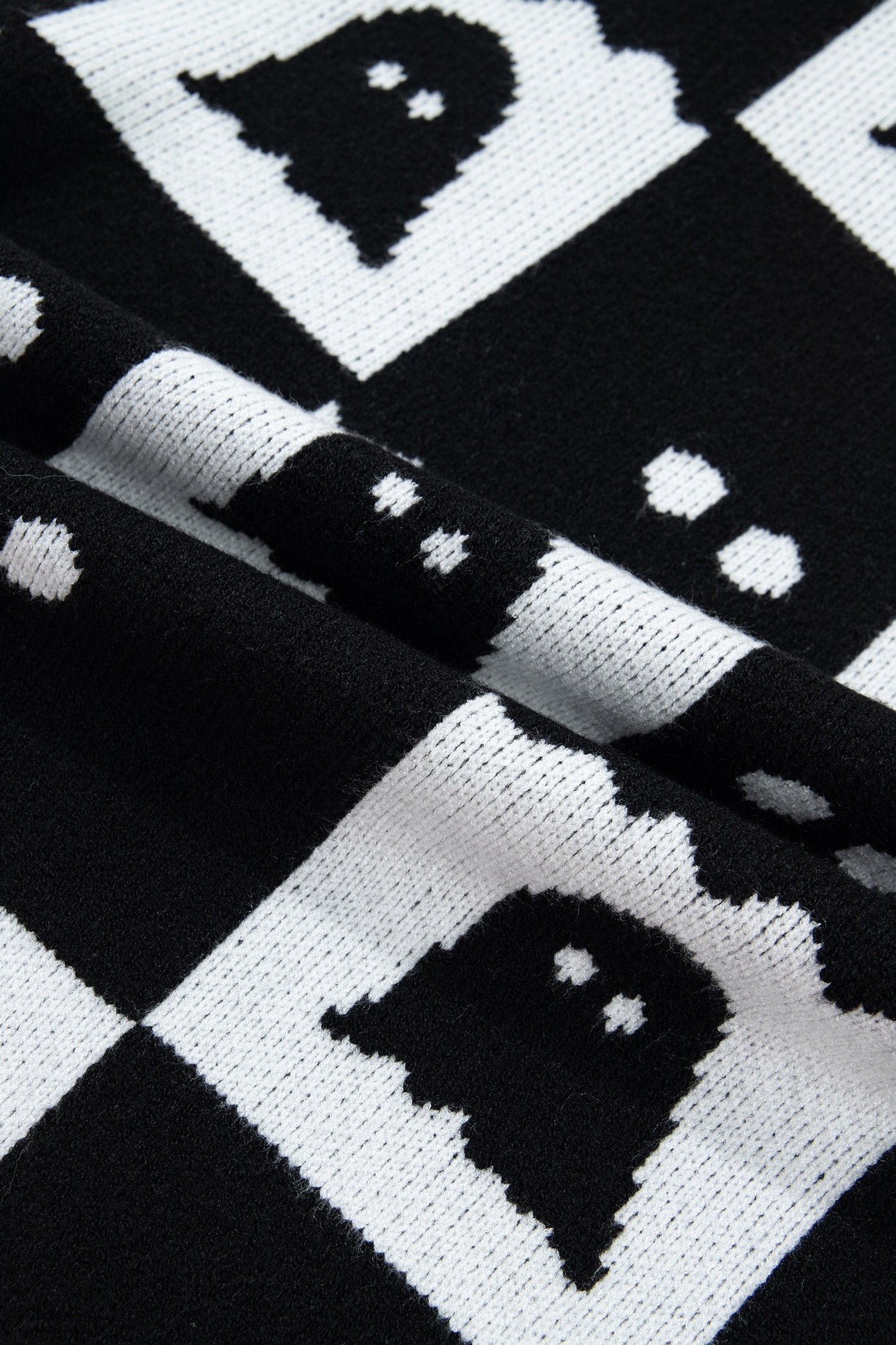 Halloween Ghost Checkered Long Sleeve High Neck Sweater