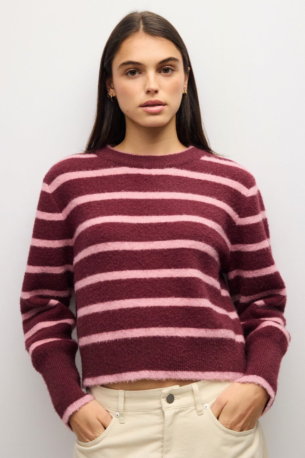 Burgundy & Pink Striped Mckenzie Sweater