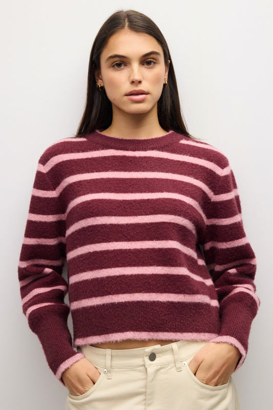 Burgundy & Pink Striped Mckenzie Sweater