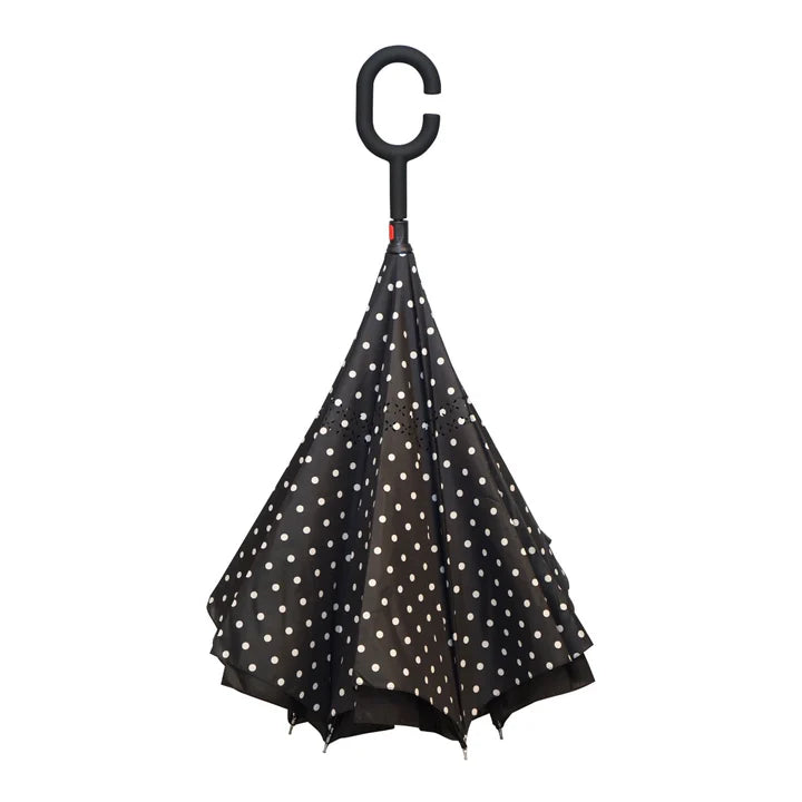 Black & White Polka Dot Topsy Turvy Umbrella