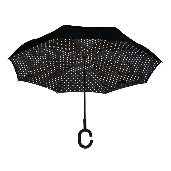 Black & White Polka Dot Topsy Turvy Umbrella