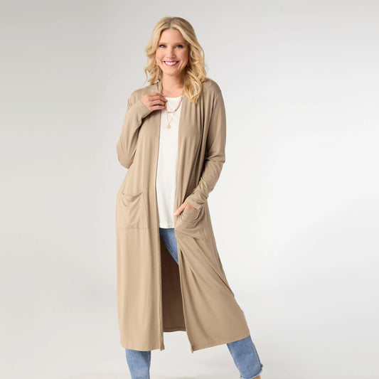 Taupe Soft Landing Long Sleeve Cardigan