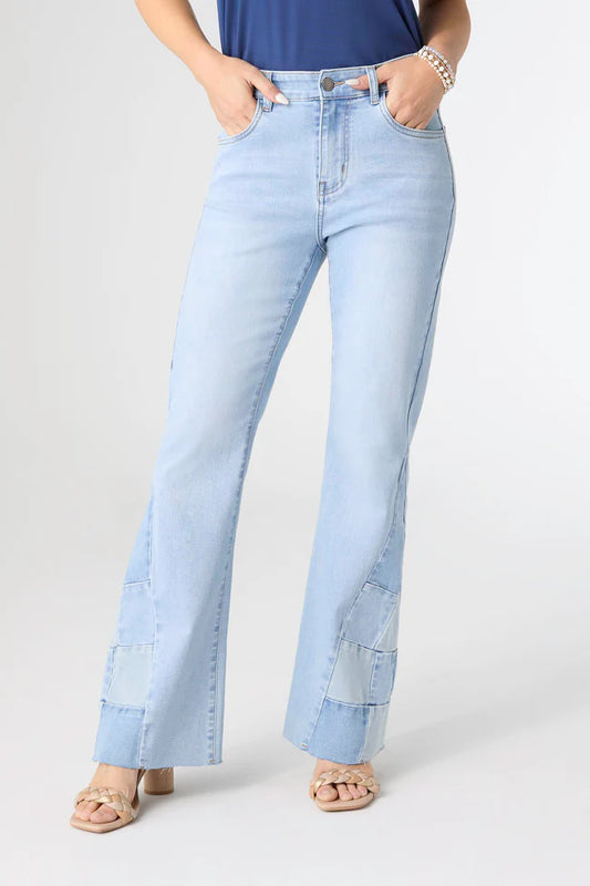Light Denim EverStretch Flare with Checkered Insert