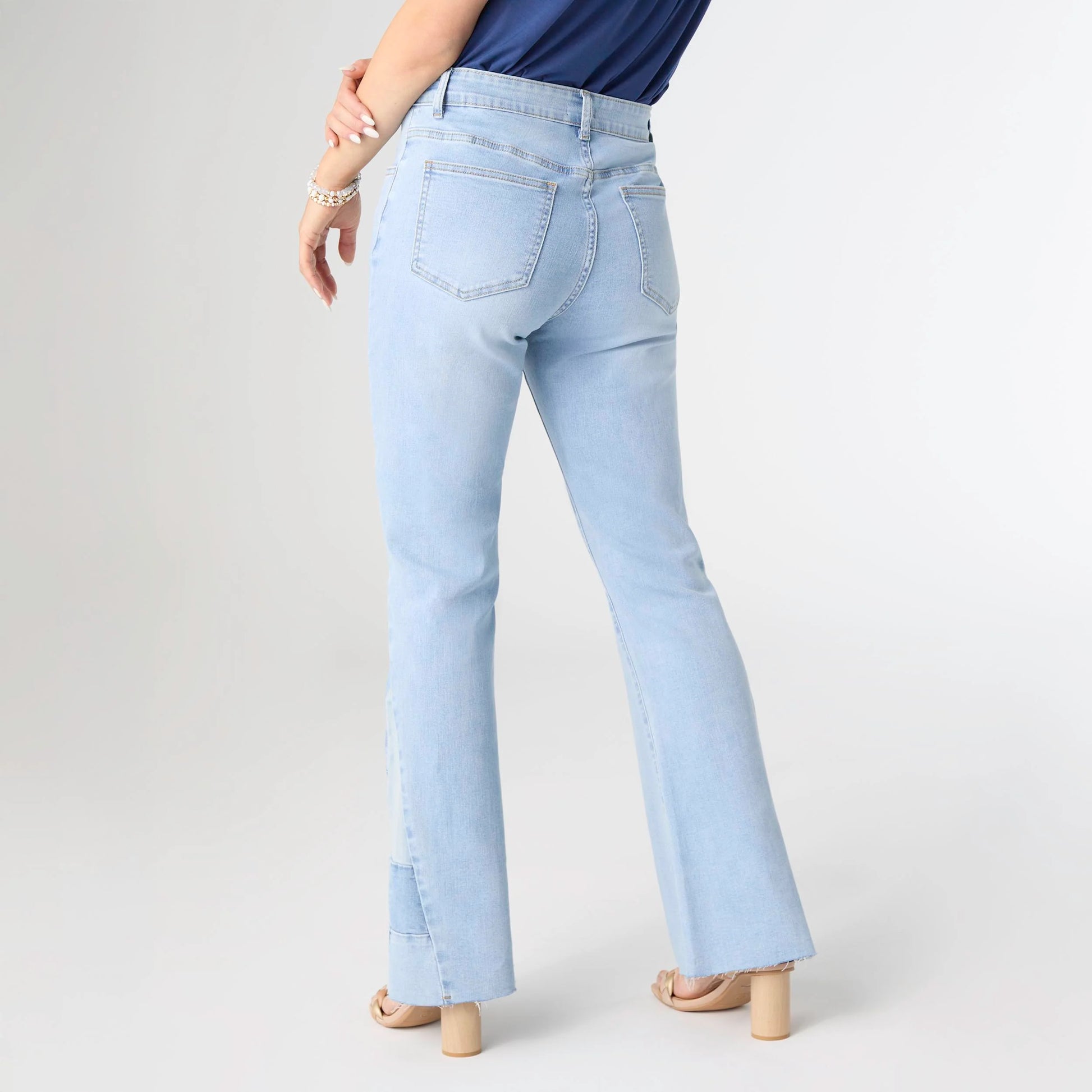 Light Denim EverStretch Flare with Checkered Insert