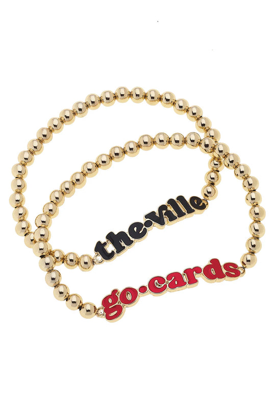 Louisville Cardinals Slogan Ball Bead Bracelet Set of 2