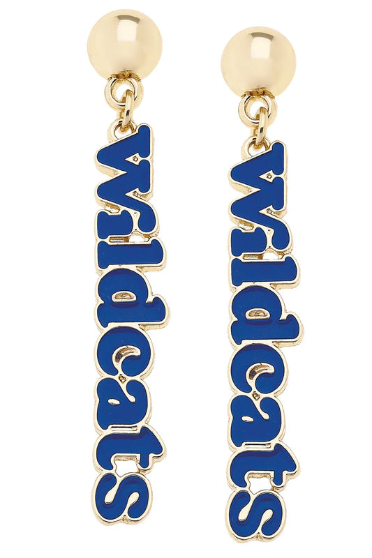 Kentucky Wildcats Slogan Earrings in Blue/Shiny Gold