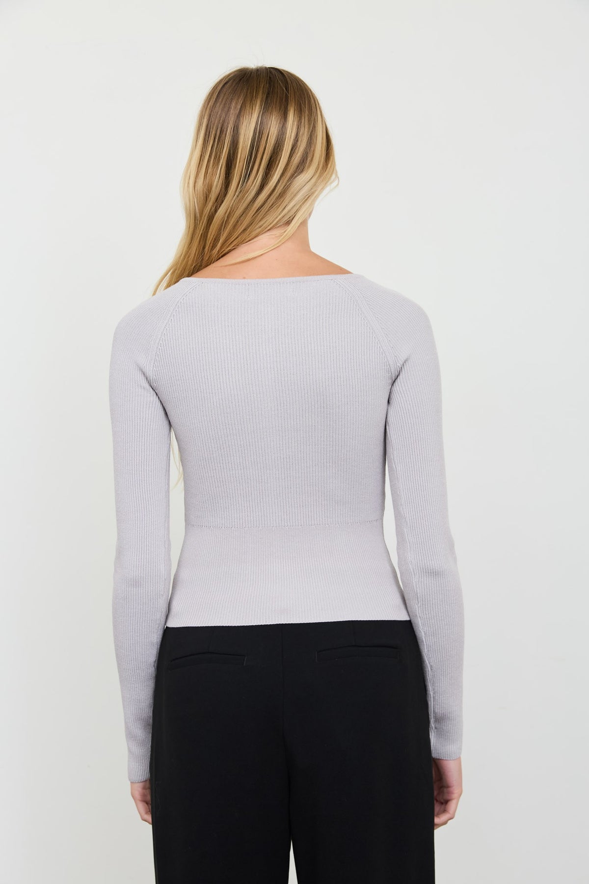 Ribbed Raglan Button Down Knit Cardigan