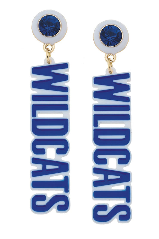 Kentucky Wildcats Resin Block Letter Earrings in Blue