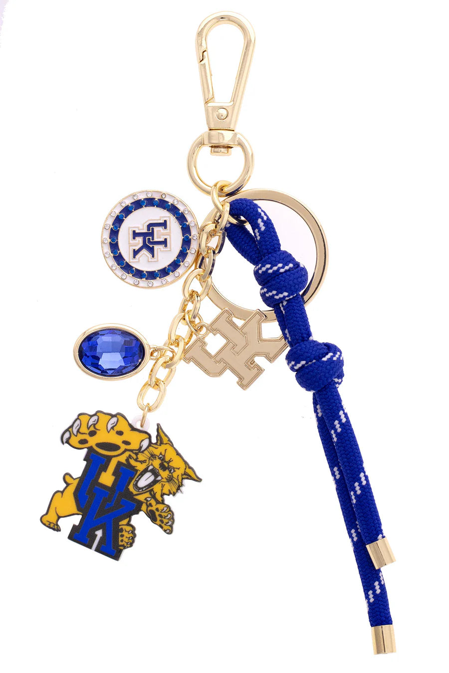 Kentucky Wildcats Cluster Bag Charm in Blue & Shiny Gold