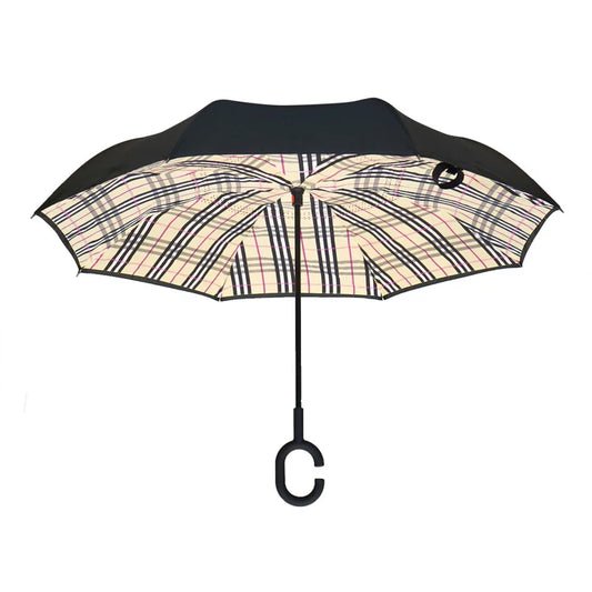 Plaid Burberry Topsy Turvy Umbrella