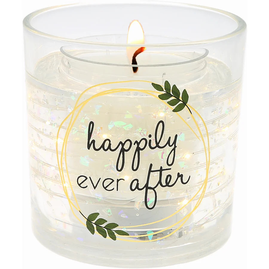 5 oz Refillable Soy Wax Candle with LED Accents- Happily Ever After