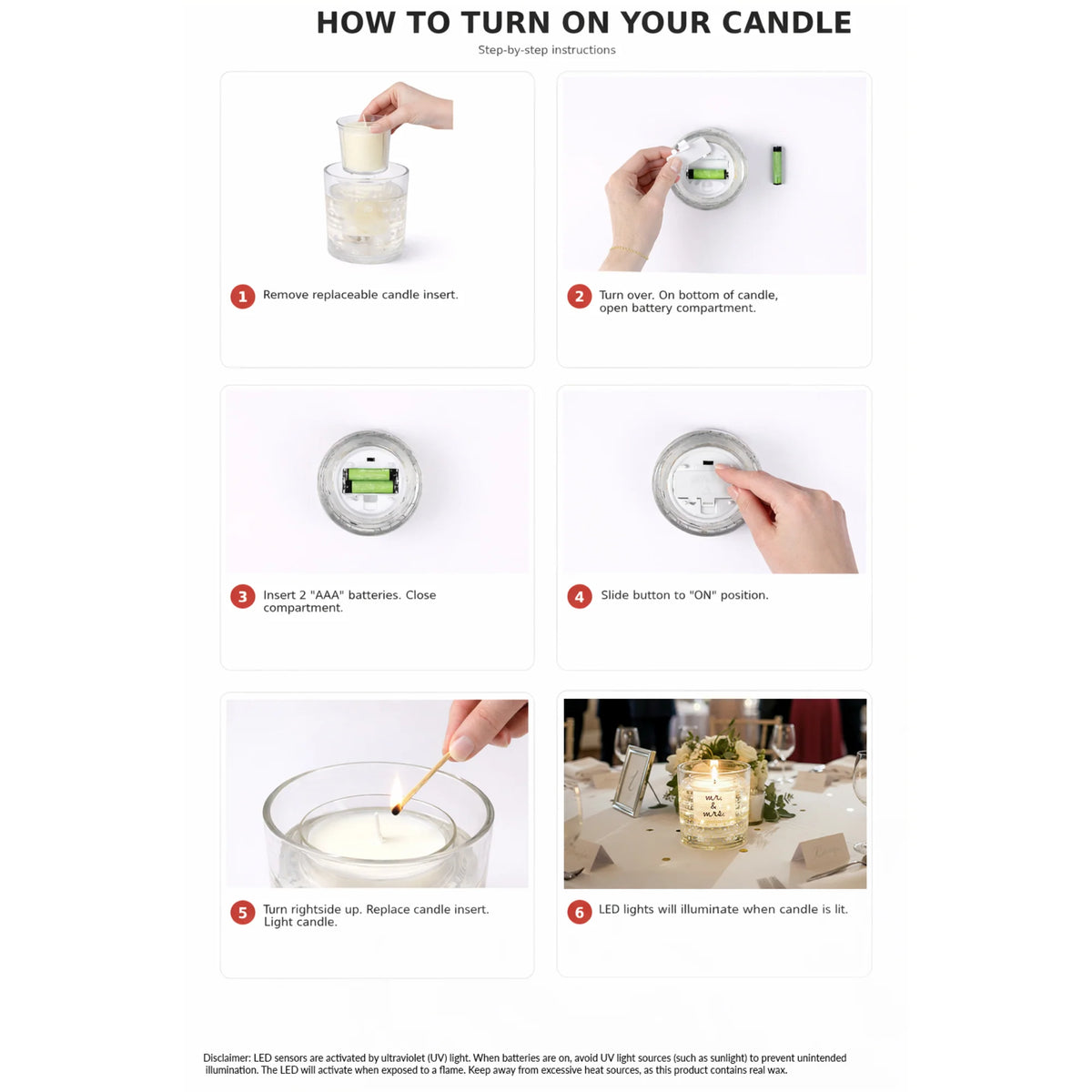 5 oz Refillable Soy Wax Candle with LED Accents- Happily Ever After