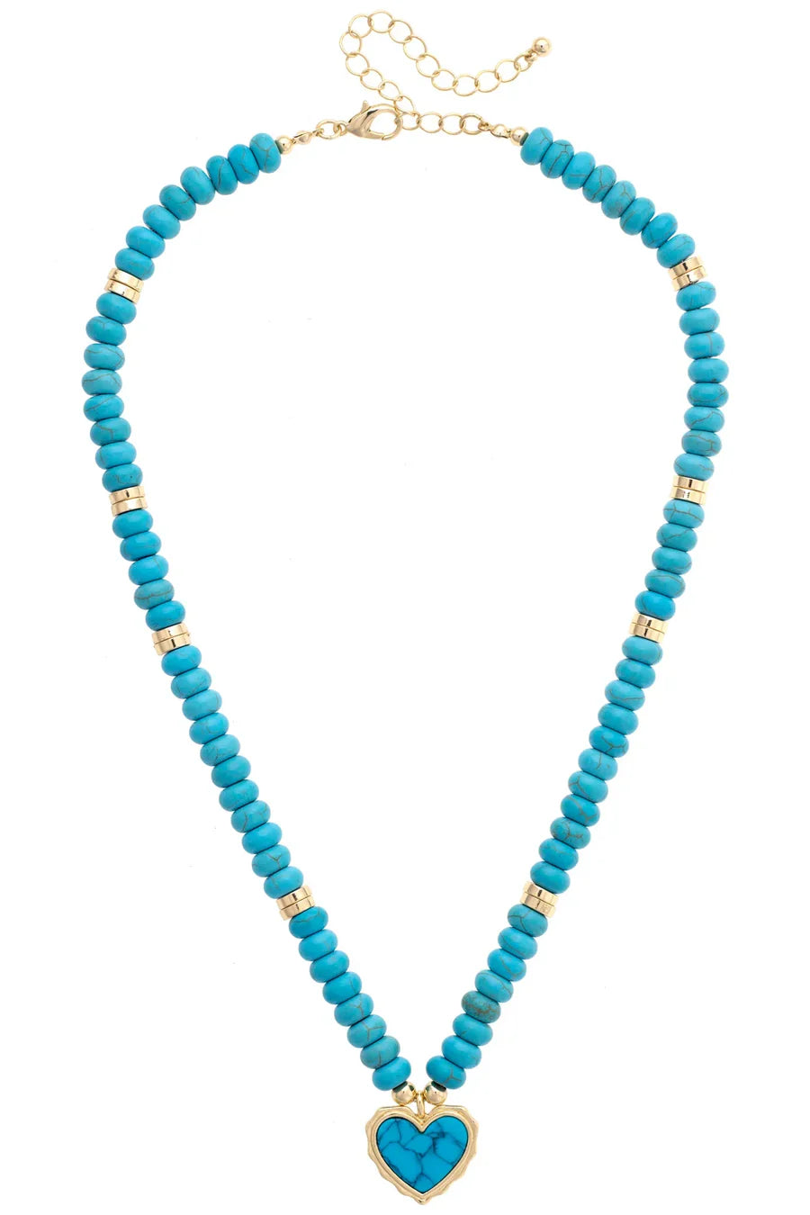 Canvas Agatha Beaded Heart Necklace in Turquoise