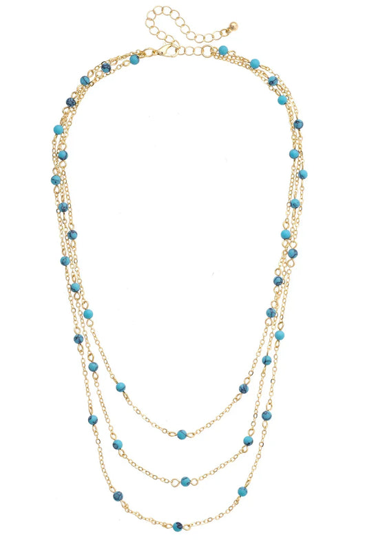 Canvas Selena Dainty Layered Necklace in Turquoise