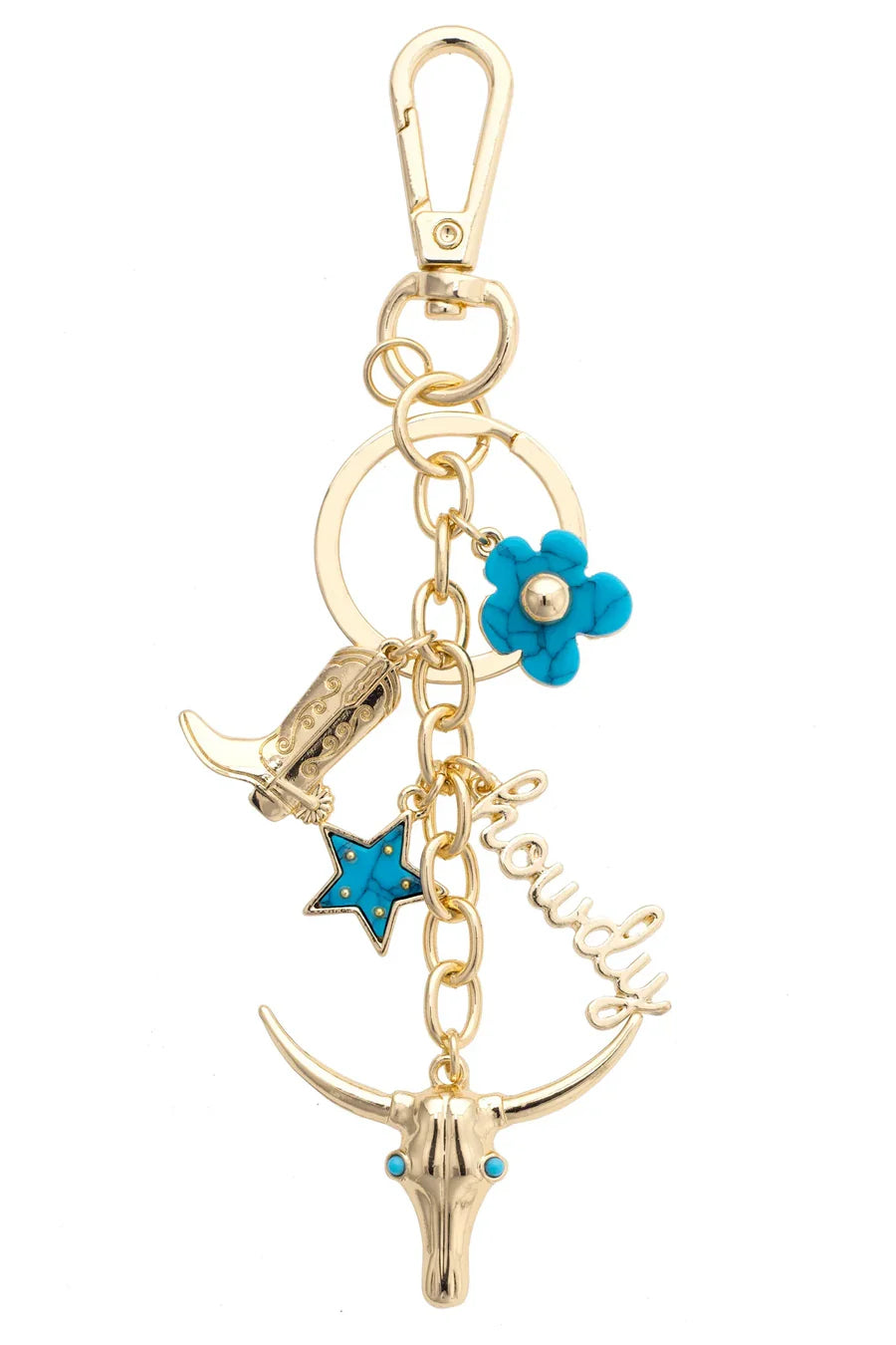 Howdy Cluster Bag Charm in Shiny Gold