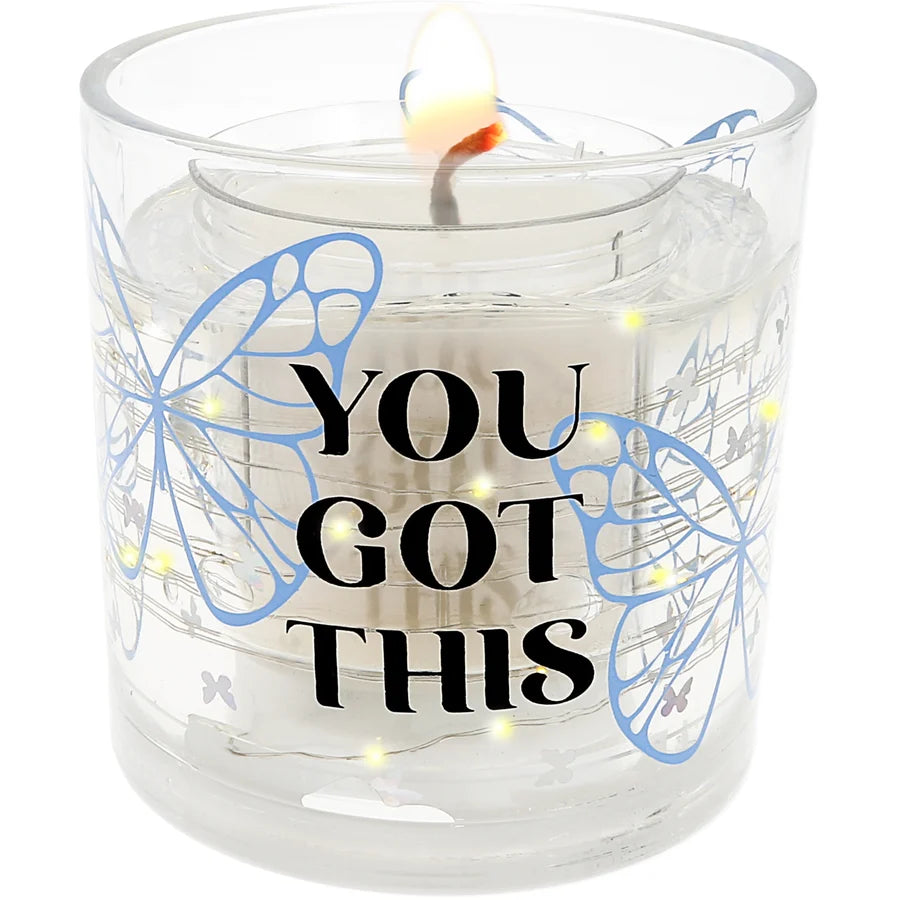 5 oz Refillable Soy Wax Candle with LED Accents- You Got This