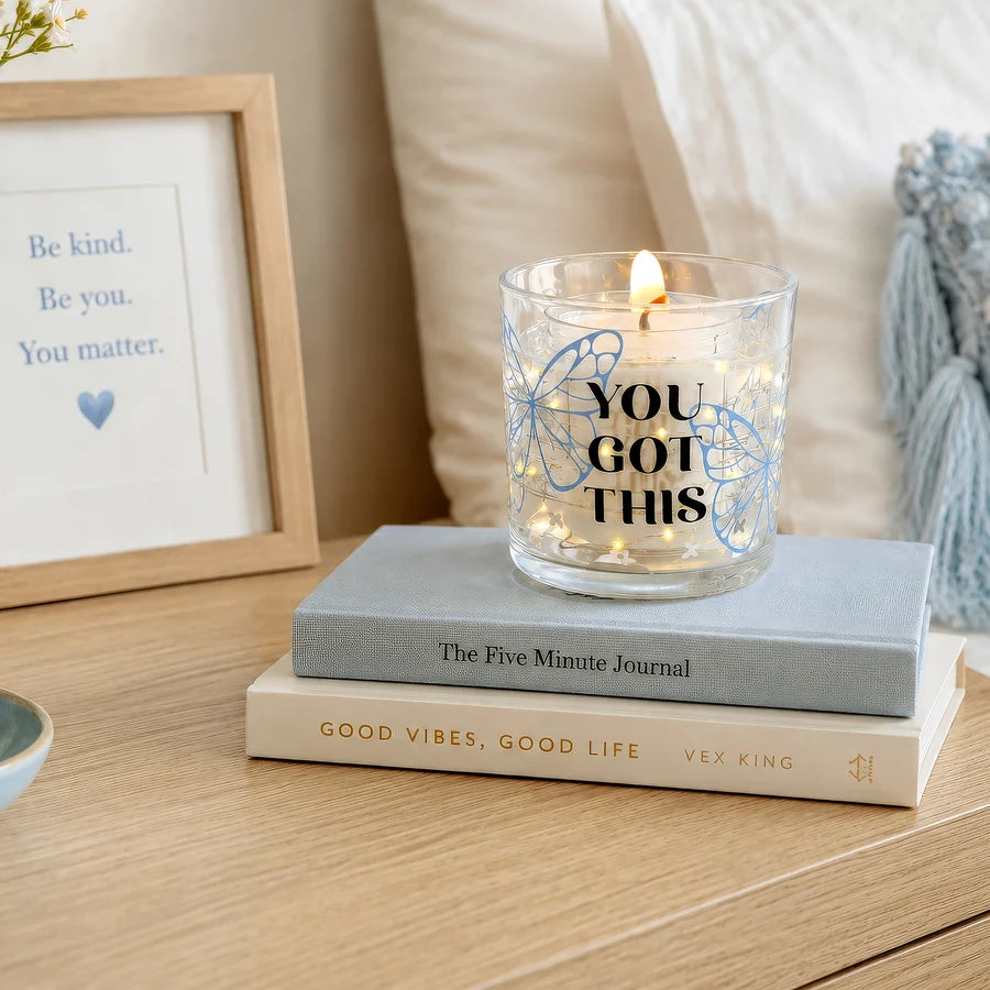 5 oz Refillable Soy Wax Candle with LED Accents- You Got This