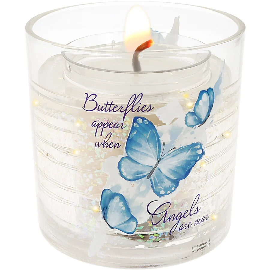 5 oz Refillable Soy Wax Candle with LED Accents- Butterflies