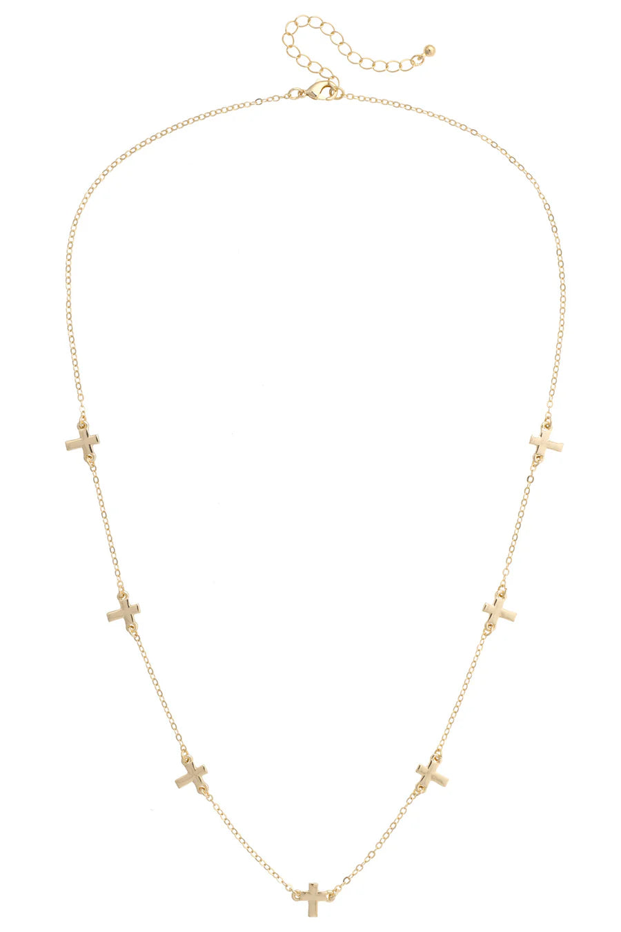 Matilda Tiny Cross Chain Necklace in Shiny Gold