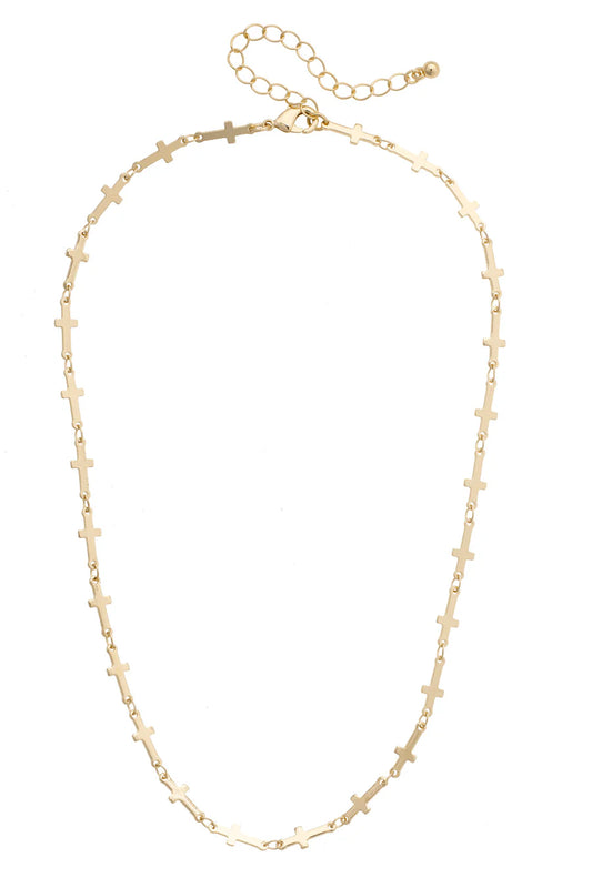 Demi Cross Linked Necklace in Shiny Gold
