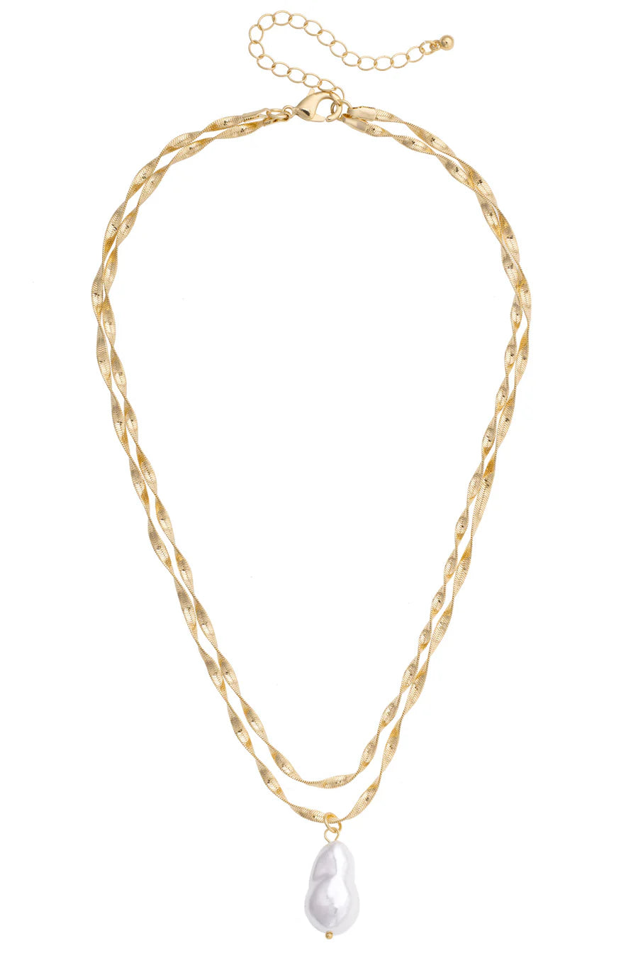 Alexandria Layered Pearl Pendant Necklace in Shiny Gold