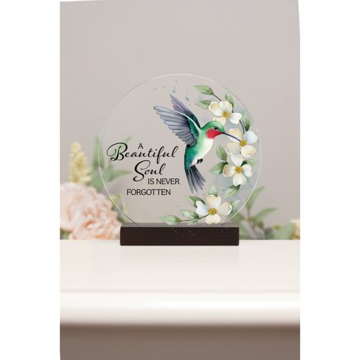 Round Glass Wood Base Bereavement Shelf Sitter