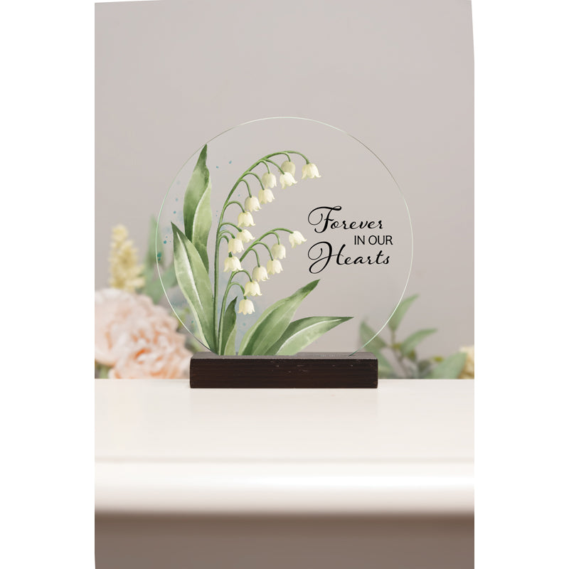 Round Glass Wood Base Bereavement Shelf Sitter