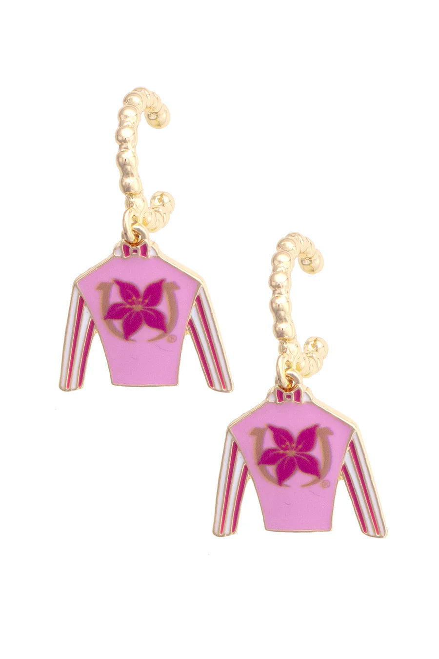 Churchill Downs Jockey Silk Enamel Twisted Hoop Earrings
