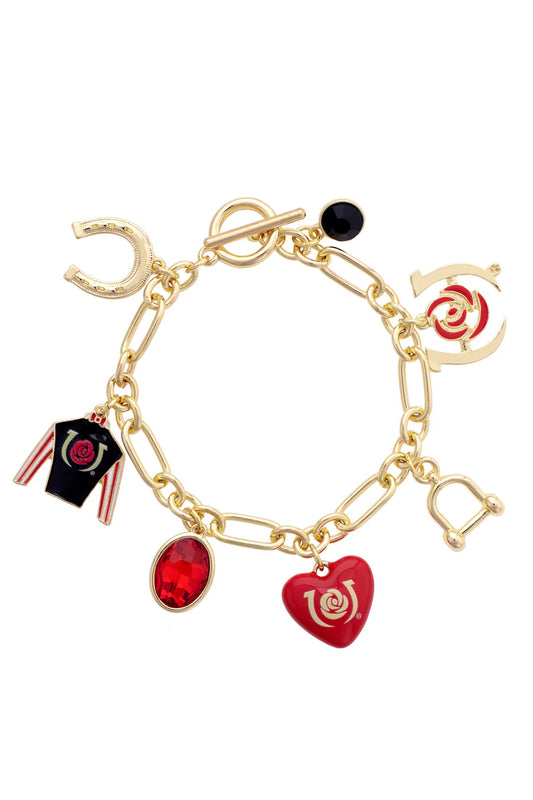 Kentucky Derby Enamel Heart Charm Bracelet