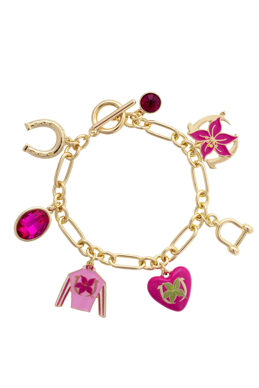 Kentucky Derby Enamel Heart Charm Bracelet