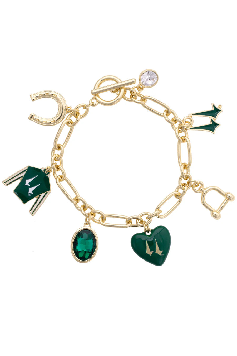 Kentucky Derby Enamel Heart Charm Bracelet